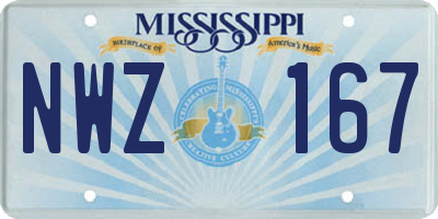 MS license plate NWZ167