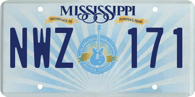 MS license plate NWZ171