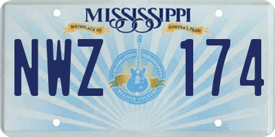 MS license plate NWZ174