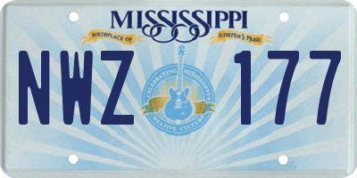 MS license plate NWZ177