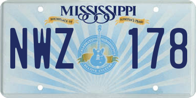 MS license plate NWZ178