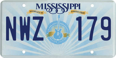MS license plate NWZ179