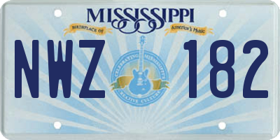 MS license plate NWZ182