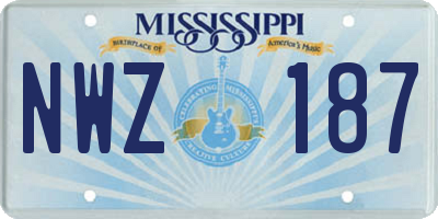 MS license plate NWZ187