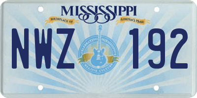 MS license plate NWZ192