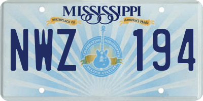 MS license plate NWZ194