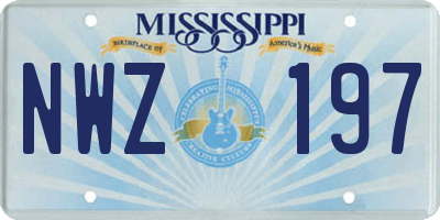 MS license plate NWZ197