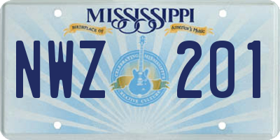 MS license plate NWZ201