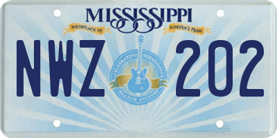 MS license plate NWZ202
