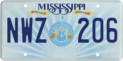MS license plate NWZ206