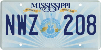 MS license plate NWZ208