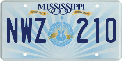 MS license plate NWZ210