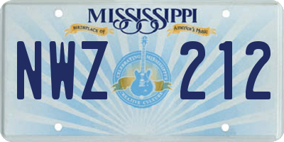 MS license plate NWZ212