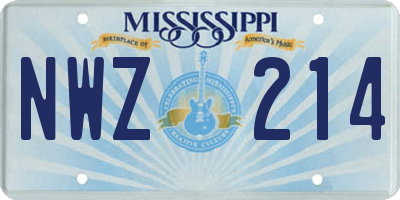 MS license plate NWZ214