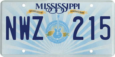 MS license plate NWZ215