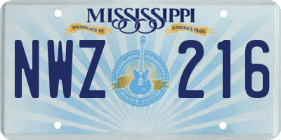 MS license plate NWZ216