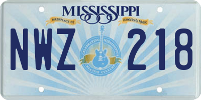 MS license plate NWZ218