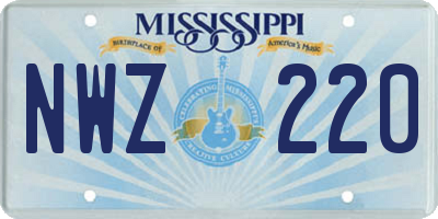 MS license plate NWZ220