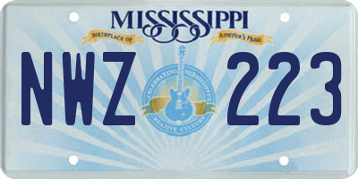 MS license plate NWZ223