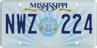 MS license plate NWZ224