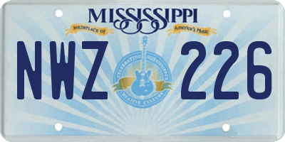 MS license plate NWZ226