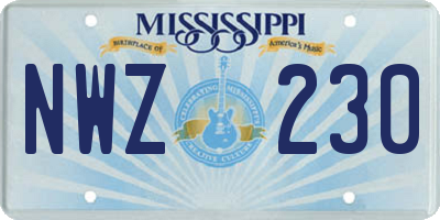 MS license plate NWZ230