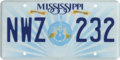 MS license plate NWZ232
