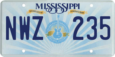 MS license plate NWZ235