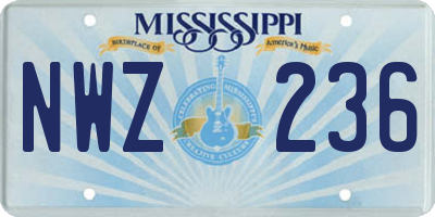 MS license plate NWZ236