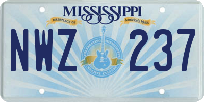 MS license plate NWZ237