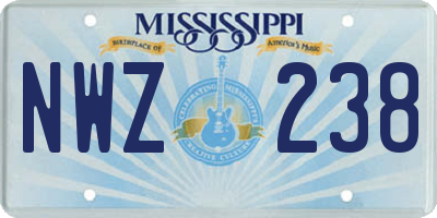 MS license plate NWZ238