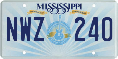 MS license plate NWZ240