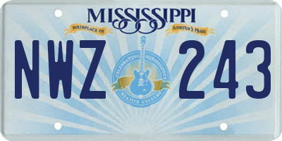 MS license plate NWZ243