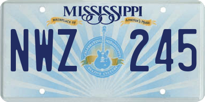 MS license plate NWZ245