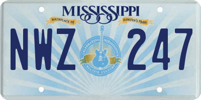 MS license plate NWZ247