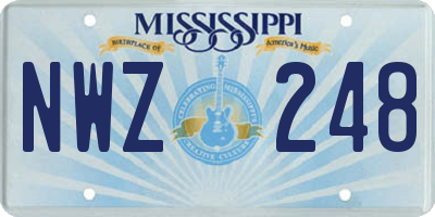 MS license plate NWZ248