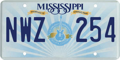 MS license plate NWZ254