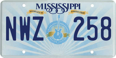 MS license plate NWZ258