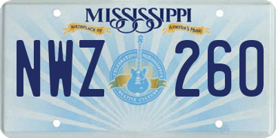 MS license plate NWZ260