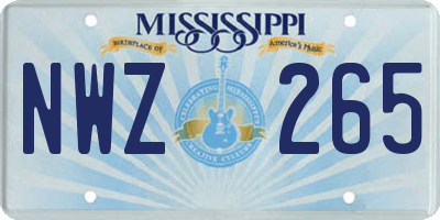 MS license plate NWZ265