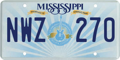MS license plate NWZ270