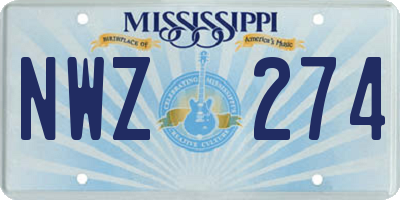 MS license plate NWZ274