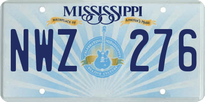 MS license plate NWZ276