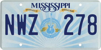 MS license plate NWZ278