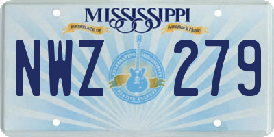 MS license plate NWZ279
