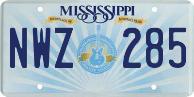 MS license plate NWZ285