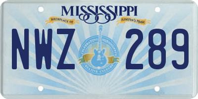 MS license plate NWZ289