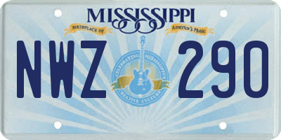 MS license plate NWZ290