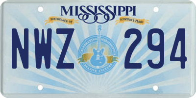 MS license plate NWZ294