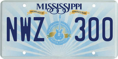 MS license plate NWZ300